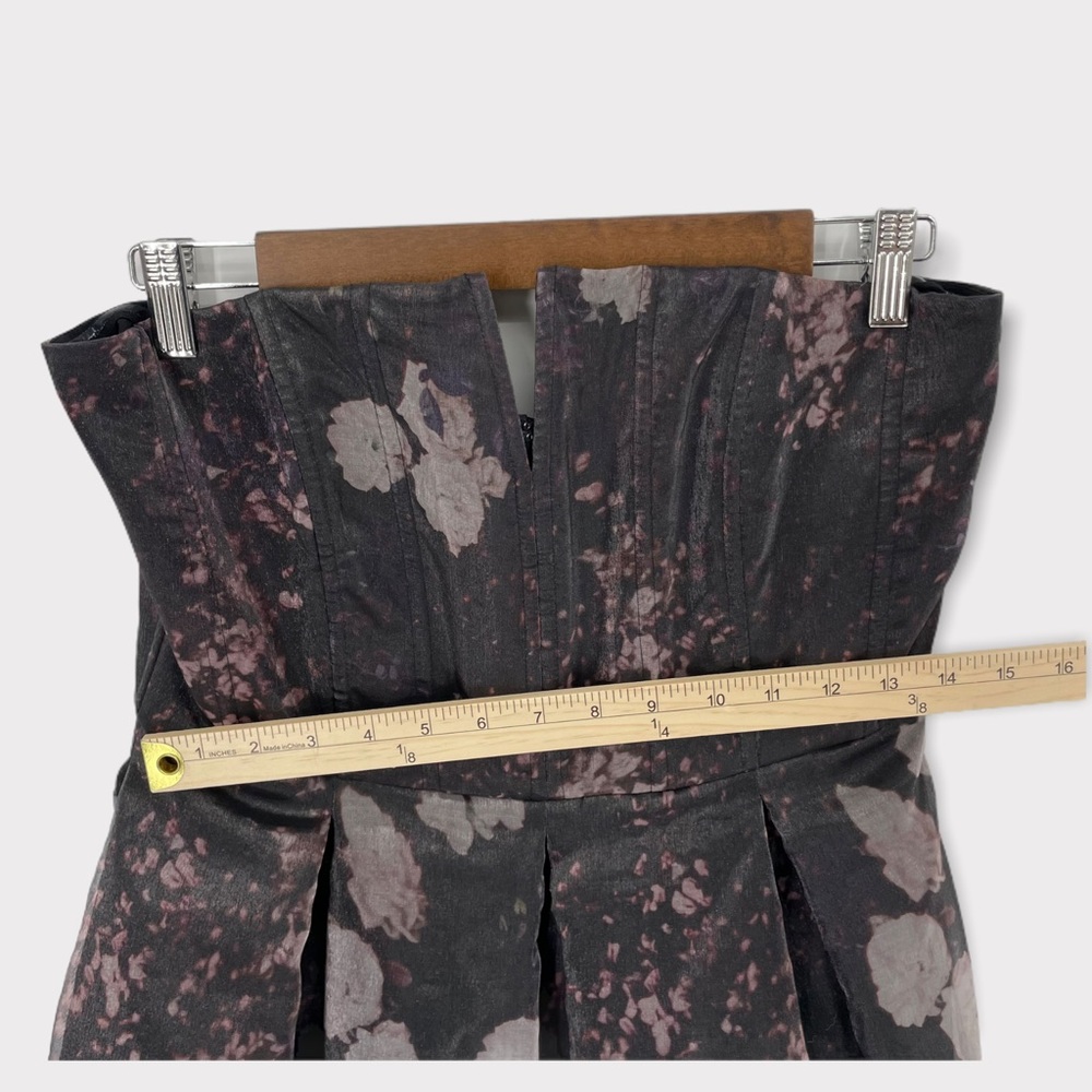 Alice + Olivia Kamila Dark Purple Floral Strapless Gown Size 10 - Picture 9 of 10